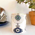 Taza de cerámica con ojos turcos con destellos y asa dorada - Image 3