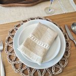 Set de 4 Servilletas de Telar Vainilla con Efecto de Hilos Entretejidos