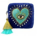Cosmetiquera de terciopelo azul con ojo turco - Image 4