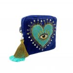 Cosmetiquera de terciopelo azul con ojo turco - Image 5